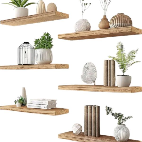 Floating Wooden Shelves (6 PCS)